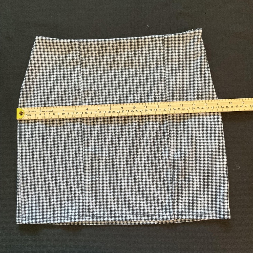 Forever 21 Skirt Womens Large Black White Houndstooth Mini Bodycon Stretch - Picture 8 of 9